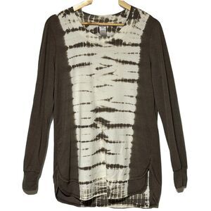 Le Verde Tie Dye Brown White Long Sleeve T Shirt Top Size Medium